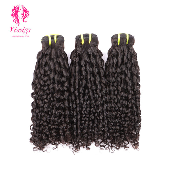 Yiwigs Pixie Curly Hair Bundles 12A Grade 100% Virgin Cuticle Aligned Human Hair Weaving Natural Color