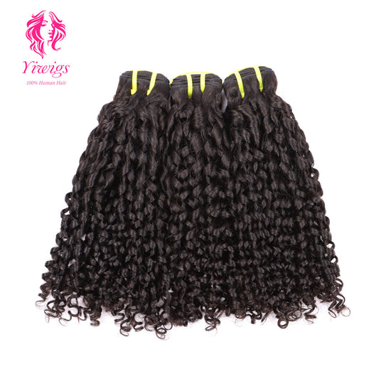 Yiwigs Pixie Curly Hair Bundles 12A Grade 100% Virgin Cuticle Aligned Human Hair Weaving Natural Color