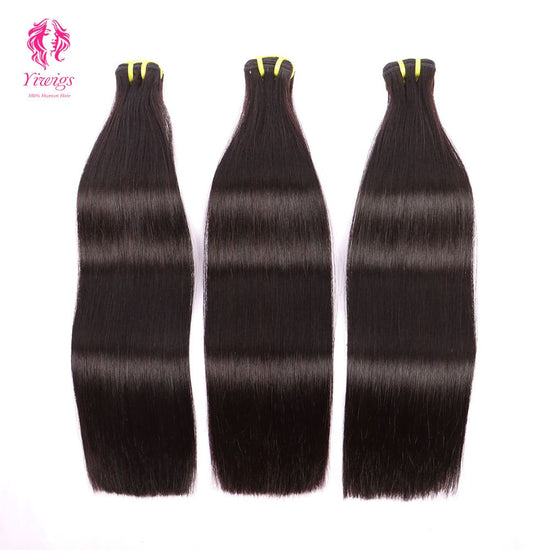 Yiwigs Double Drawn Bone Straight Hair Bundles 12A Grade 100% Virgin Cuticle Aligned Human Hair Natural Weaving