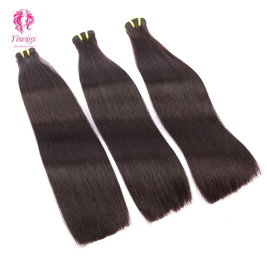 Yiwigs Double Drawn Bone Straight Hair Bundles 12A Grade 100% Virgin Cuticle Aligned Human Hair Natural Weaving