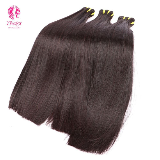 Yiwigs Double Drawn Bone Straight Hair Bundles 12A Grade 100% Virgin Cuticle Aligned Human Hair Natural Weaving