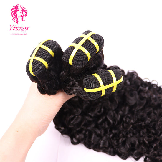 Yiwigs Burmese Curly Hair Bundles 12A Grade 100% Virgin Cuticle Aligned Human Hair Weaving Natural Color