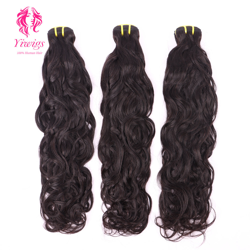 Yiwigs Natural Wave Hair Bundles 12A Grade 100% Virgin Cuticle Aligned Human Hair Natural Weaving