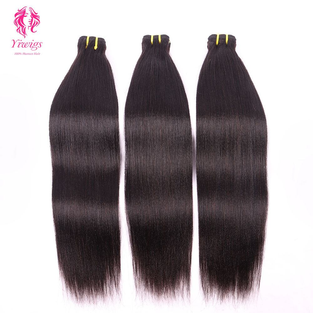 Yiwigs Light Yaki Straight Hair Bundles 12A Grade 100% Virgin Cuticle Aligned Human Hair Weaving Natural Color