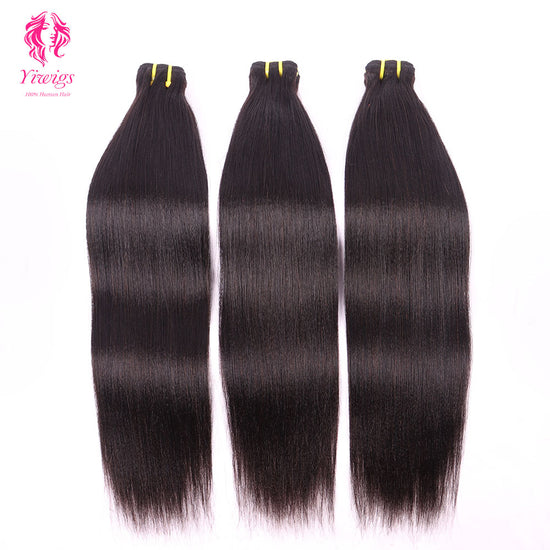 Yiwigs Light Yaki Straight Hair Bundles 12A Grade 100% Virgin Cuticle Aligned Human Hair Weaving Natural Color