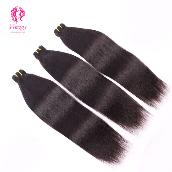 Yiwigs Light Yaki Straight Hair Bundles 12A Grade 100% Virgin Cuticle Aligned Human Hair Weaving Natural Color