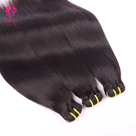 Yiwigs Light Yaki Straight Hair Bundles 12A Grade 100% Virgin Cuticle Aligned Human Hair Weaving Natural Color