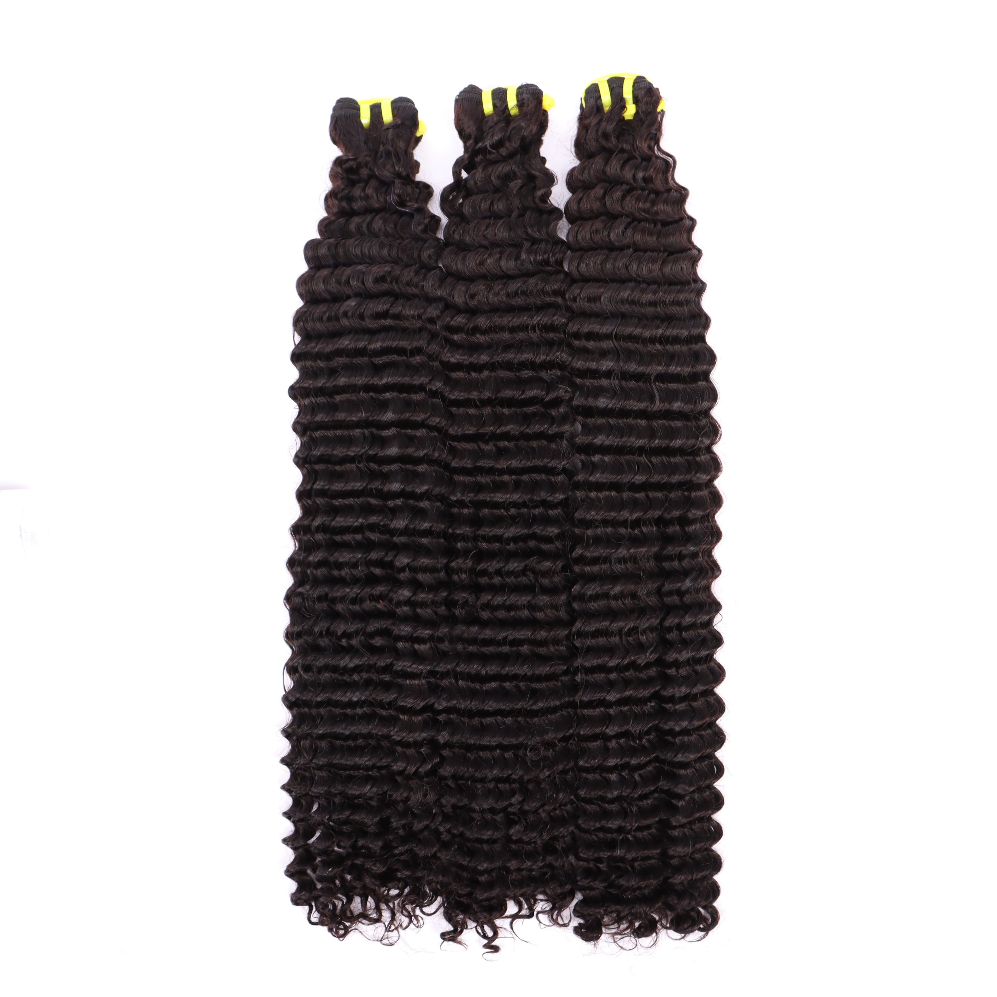 Deep Curly Wave Weave Double Drawn 3 Bundles With 13*4 HD Lace Frontal Closure Unprocessed Good Quality Human Hair YiWigs