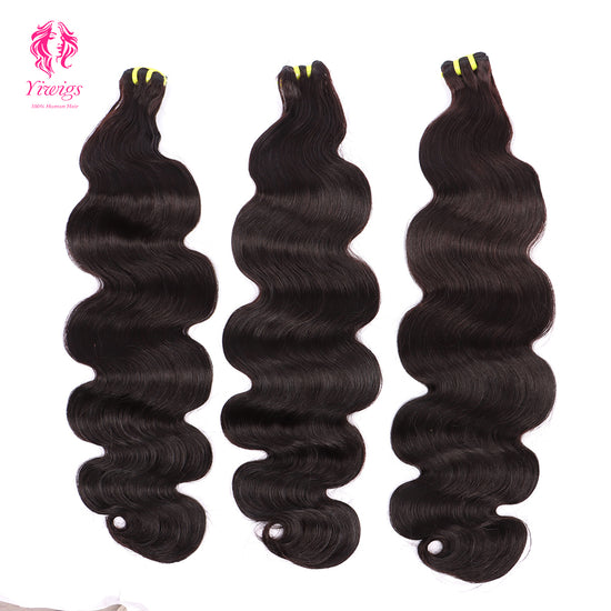 Yiwigs Double Drawn Body Wave Hair Bundles 12A Grade 100% Virgin Cuticle Aligned Human Hair Natural Color