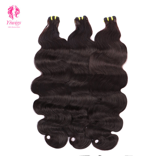 Yiwigs Double Drawn Body Wave Hair Bundles 12A Grade 100% Virgin Cuticle Aligned Human Hair Natural Color