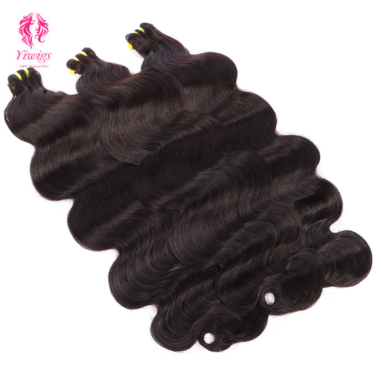 Yiwigs Double Drawn Body Wave Hair Bundles 12A Grade 100% Virgin Cuticle Aligned Human Hair Natural Color