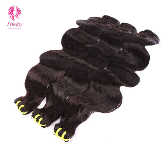 Yiwigs Double Drawn Body Wave Hair Bundles 12A Grade 100% Virgin Cuticle Aligned Human Hair Natural Color