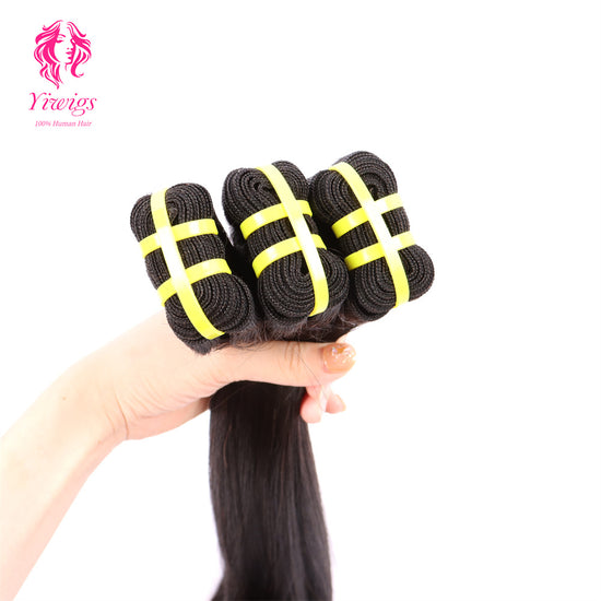 Yiwigs Silk Straight Hair Bundles 12A Grade 100% Virgin Cuticle Aligned Human Hair Natural Weaving