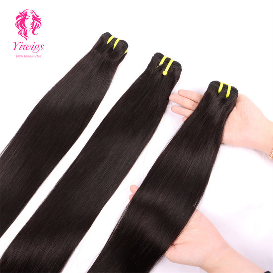 Yiwigs Silk Straight Hair Bundles 12A Grade 100% Virgin Cuticle Aligned Human Hair Natural Weaving