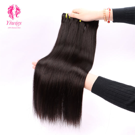 Yiwigs Silk Straight Hair Bundles 12A Grade 100% Virgin Cuticle Aligned Human Hair Natural Weaving