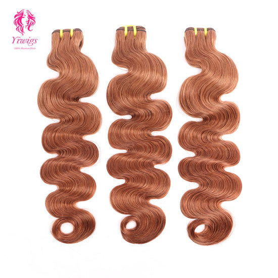 Yiwigs #30 Color Body Wave Hair Bundles 12A Grade 100% Virgin Cuticle Aligned Human Hair Natural Weaving