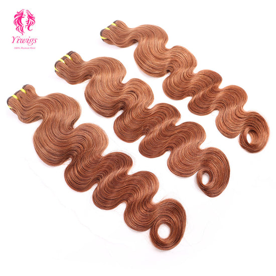 Yiwigs #30 Color Body Wave Hair Bundles 12A Grade 100% Virgin Cuticle Aligned Human Hair Natural Weaving