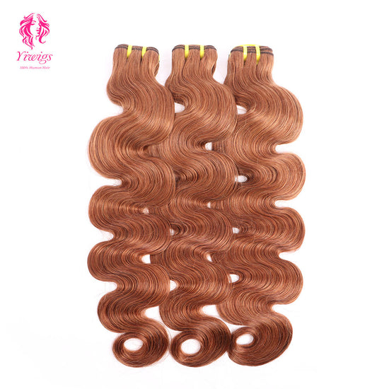 Yiwigs #30 Color Body Wave Hair Bundles 12A Grade 100% Virgin Cuticle Aligned Human Hair Natural Weaving