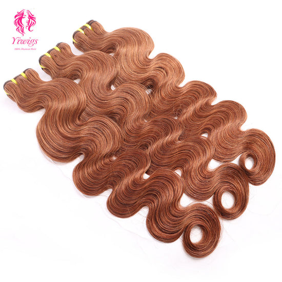 Yiwigs #30 Color Body Wave Hair Bundles 12A Grade 100% Virgin Cuticle Aligned Human Hair Natural Weaving