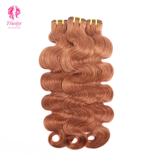 Yiwigs #30 Color Body Wave Hair Bundles 12A Grade 100% Virgin Cuticle Aligned Human Hair Natural Weaving