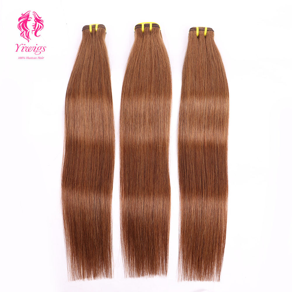 Yiwigs #4 Color Straight Hair Bundles 12A Grade 100% Virgin Cuticle Aligned Human Hair Natural Weaving