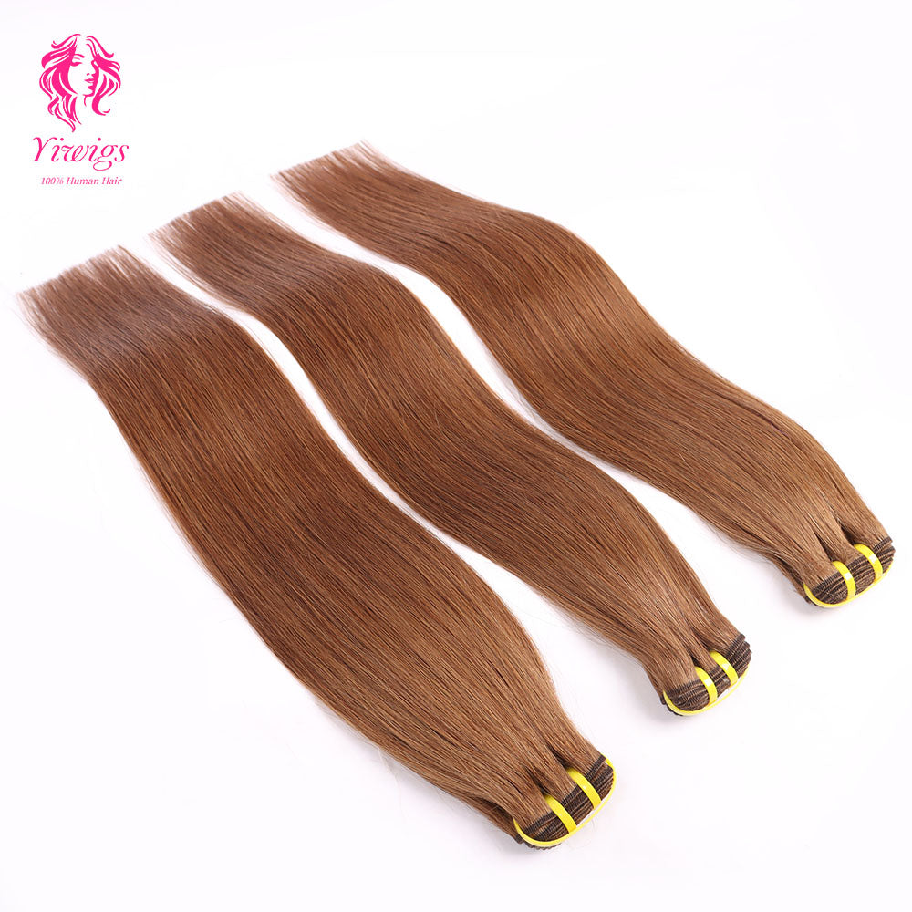 Yiwigs #4 Color Straight Hair Bundles 12A Grade 100% Virgin Cuticle Aligned Human Hair Natural Weaving