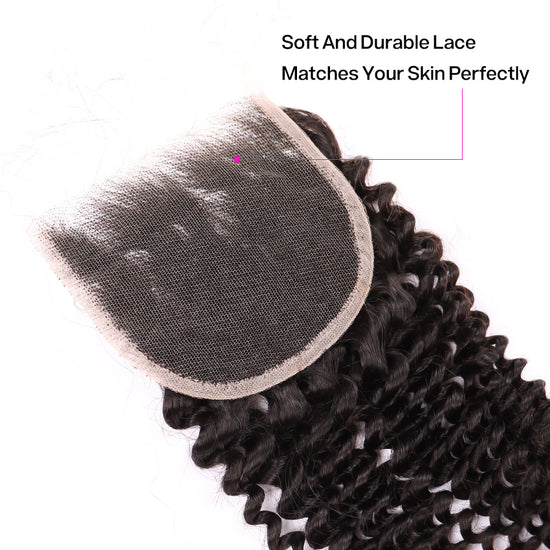 Kinky Curly Wave Human Hair Sew In 5*5 HD Lace Closure YiWigs