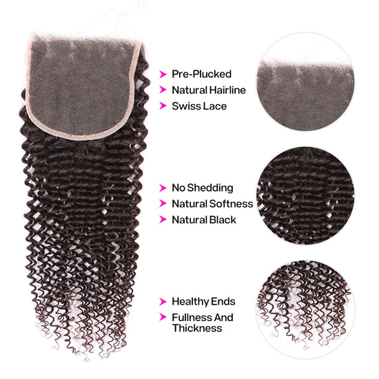 Kinky Curly Wave Human Hair Sew In 5*5 HD Lace Closure YiWigs
