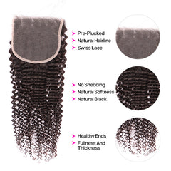 Kinky Curly Wave Human Hair Sew In 5*5 HD Lace Closure YiWigs