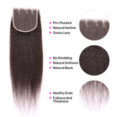 Kinky Straight 5*5 HD Lace Closure Human Virgin Hair YiWigs