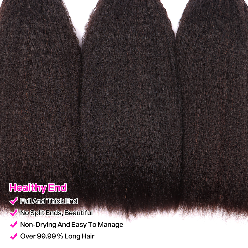 Kinky Straight Double Drawn 3 Bundles With 13*4 Hd Lace Frontal Closure Unprocessed Good Quality Human Hair YiWigs