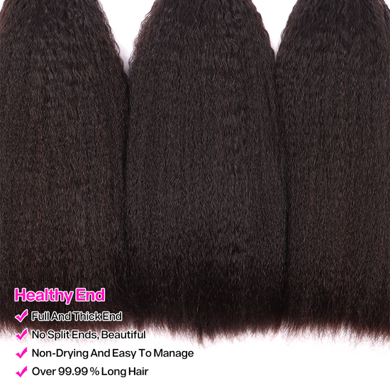 Kinky Straight Double Drawn 3 Bundles With 13*4 Hd Lace Frontal Closure Unprocessed Good Quality Human Hair YiWigs