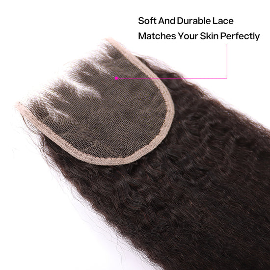 10-22 inch Kinky Straight Hair Virgin Human Hair 4*4 Lace Closure YiWigs