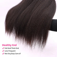 Kinky Straight Weave Human Virgin Hair Natural Black Set YiWigs