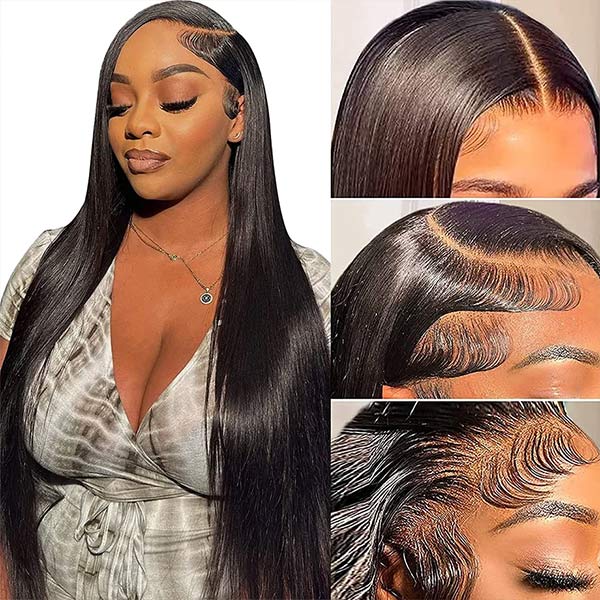 Straight 13*4 HD Lace Invisible Lace Front Human Double Drawn Hair Wigs 10-30inch YiWigs