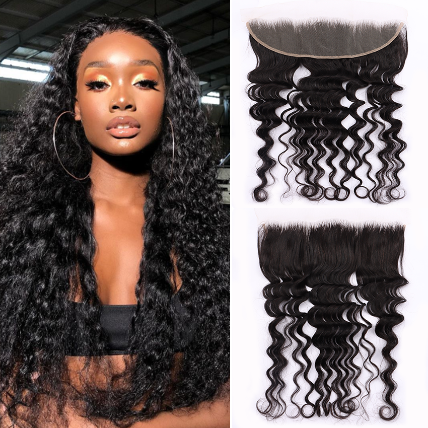 100% Human Virgin Hair Deep Wave 13*4 Transparent Lace Frontal YiWigs