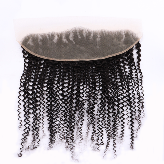 Kinky Curly Human Hair 13*4 Transparent Invisible Lace Full Frontal YiWigs
