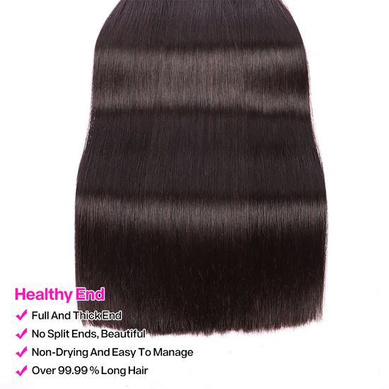 Straight Weave 3 Double Drawn Bundles With 13*4 HD Lace Frontal  Unprocessed High Quality Human Hair YiWigs