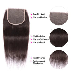 Straight Human Hair 4*4 HD Invisible Transparent Lace Closure Human Hair Closure YiWigs