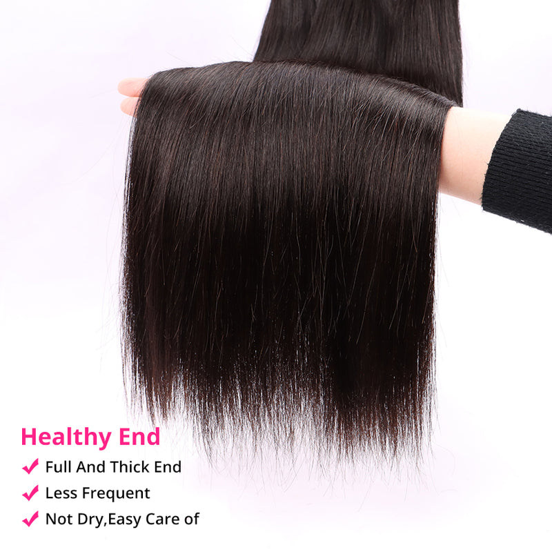 1pc HD Lace Frontal with 3 Bundles Straight Virgin Hair Weft YiWigs