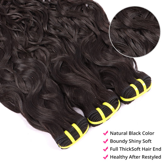 Water Wave 3 Bundles With 5*5 HD HD Lace Frontal Closure Unprocessed Human Hair YiWigs