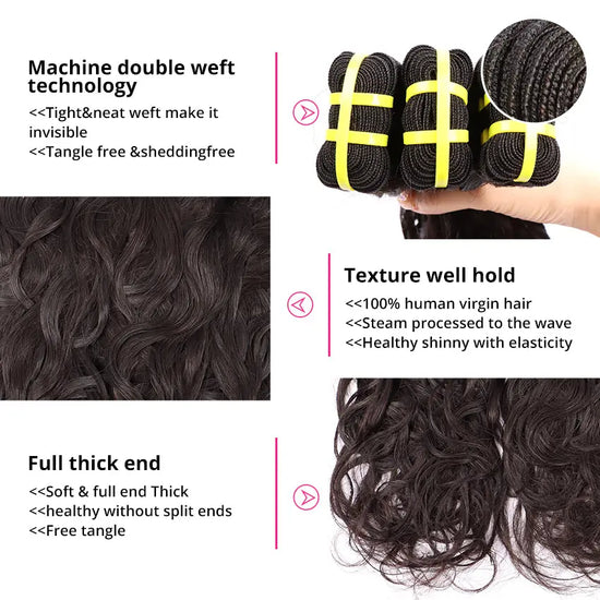 Unprocessed Virgin Human Hair  Natural Black Water Wave Hair Single Bundle YiWigs