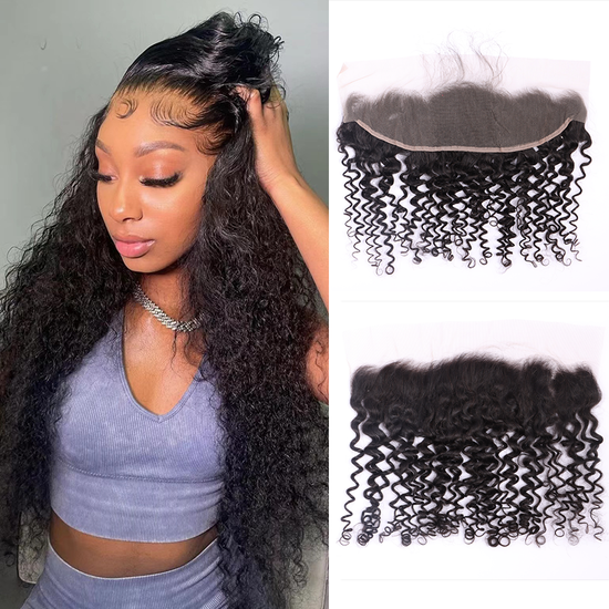 Deep Curly Virgin Human Hair 13*4 Transparent Lace Frontal Relaxed Hair YiWigs