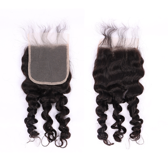 10-22inch Deep Wave Hair Virgin Human Hair 4x4 Transparent Lace Closure YiWigs
