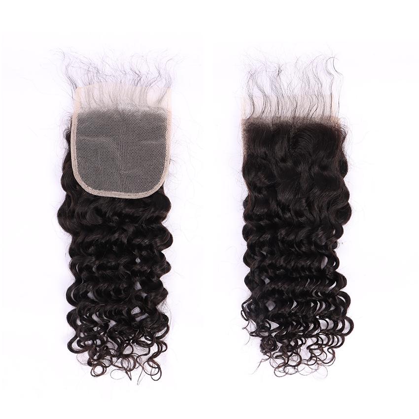 Deep Curly Human Hair 4*4 Transparent Lace Closure Human Hair Closure YiWigs