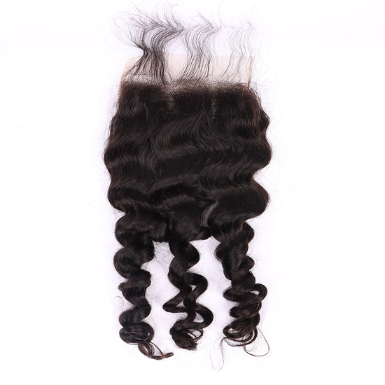 10-22inch Deep Wave Hair Virgin Human Hair 4x4 Transparent Lace Closure YiWigs