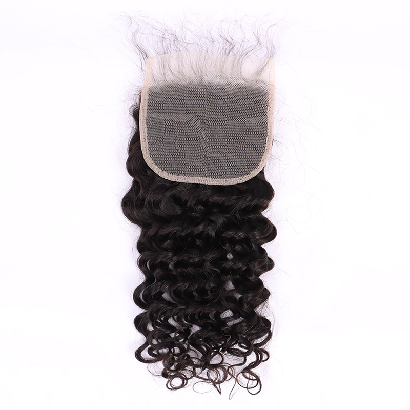 Deep Curly Human Hair 4*4 Transparent Lace Closure Human Hair Closure YiWigs