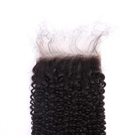 100% Human Virgin Hair Kinky Curly 5*5 Transparent Lace Closure YiWigs