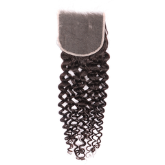 Deep Curly Wave 5*5 Hair HD Transparent Lace Closure Human Virgin Hair YiWigs