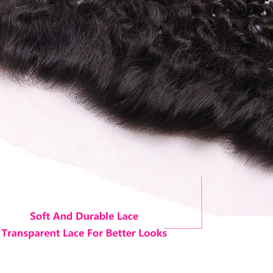 Deep Curly Virgin Human Hair 13*4 Transparent Lace Frontal Relaxed Hair YiWigs